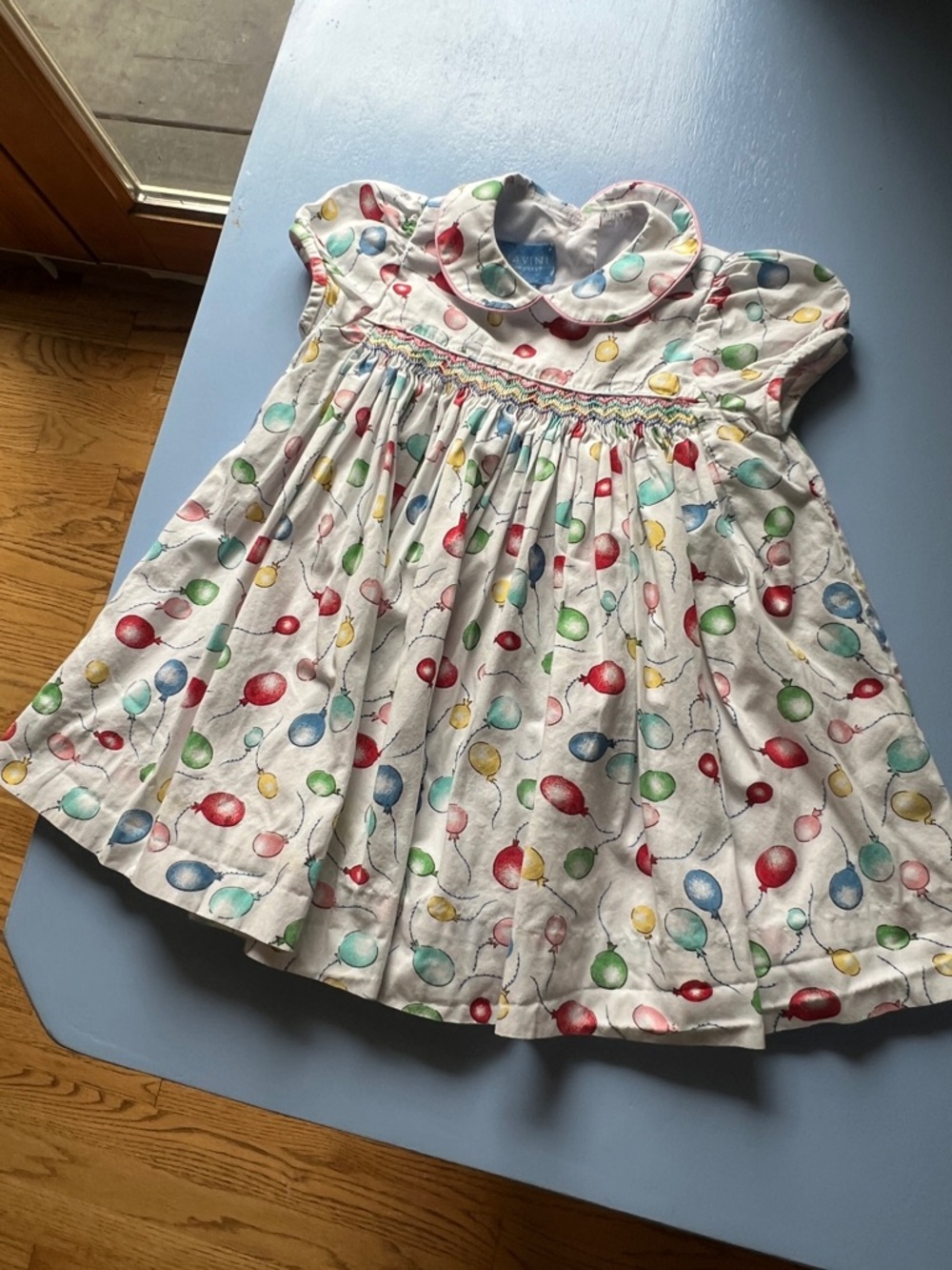 Anavini Hand Smocked Baby Dress with Colorful Balloon Print